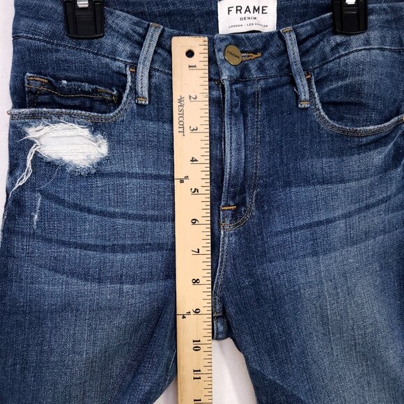 Frame Le Crop Mini Boot Cut-Leg Jeans Womens Size 24 Dark Wash Denim - Picture 5 of 16